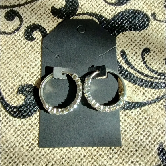 Rhinestone Hoop Earrings - Picture 8 of 13